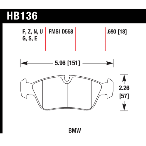 Hawk HB136E E46 Front Pads