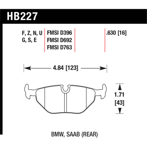 Hawk HB227E E46 Rear Pads