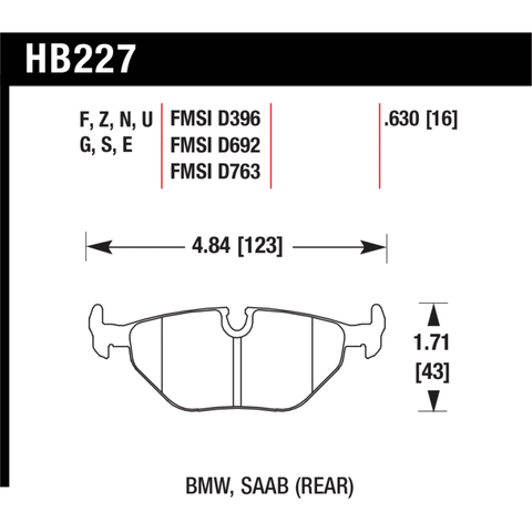 Hawk HB227N E46 Rear Pads
